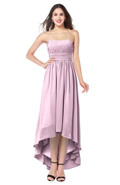 ColsBM Autumn Baby Pink Simple A-line Sleeveless Zip up Asymmetric Ruching Plus Size Bridesmaid Dresses