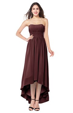 ColsBM Autumn Burgundy Simple A-line Sleeveless Zip up Asymmetric Ruching Plus Size Bridesmaid Dresses
