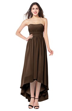 ColsBM Autumn Chocolate Brown Simple A-line Sleeveless Zip up Asymmetric Ruching Plus Size Bridesmaid Dresses