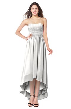 ColsBM Autumn Cloud White Simple A-line Sleeveless Zip up Asymmetric Ruching Plus Size Bridesmaid Dresses