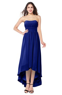 ColsBM Autumn Electric Blue Simple A-line Sleeveless Zip up Asymmetric Ruching Plus Size Bridesmaid Dresses
