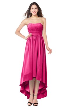 ColsBM Autumn Fandango Pink Simple A-line Sleeveless Zip up Asymmetric Ruching Plus Size Bridesmaid Dresses