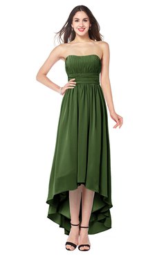 ColsBM Autumn Garden Green Simple A-line Sleeveless Zip up Asymmetric Ruching Plus Size Bridesmaid Dresses