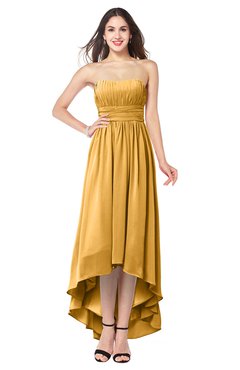 ColsBM Autumn Golden Cream Simple A-line Sleeveless Zip up Asymmetric Ruching Plus Size Bridesmaid Dresses