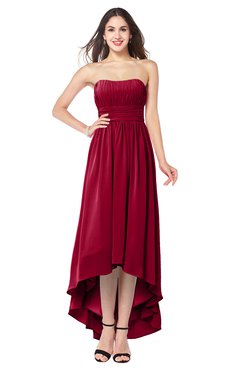 ColsBM Autumn Maroon Simple A-line Sleeveless Zip up Asymmetric Ruching Plus Size Bridesmaid Dresses