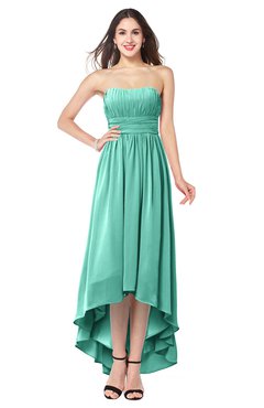 ColsBM Autumn Mint Green Simple A-line Sleeveless Zip up Asymmetric Ruching Plus Size Bridesmaid Dresses