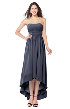 ColsBM Autumn Nightshadow Blue Simple A-line Sleeveless Zip up Asymmetric Ruching Plus Size Bridesmaid Dresses