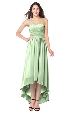 ColsBM Autumn Pale Green Simple A-line Sleeveless Zip up Asymmetric Ruching Plus Size Bridesmaid Dresses