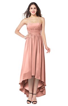 ColsBM Autumn Peach Simple A-line Sleeveless Zip up Asymmetric Ruching Plus Size Bridesmaid Dresses