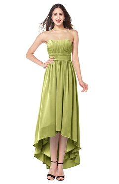 ColsBM Autumn Pistachio Simple A-line Sleeveless Zip up Asymmetric Ruching Plus Size Bridesmaid Dresses