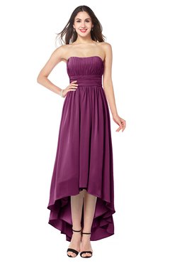 ColsBM Autumn Raspberry Simple A-line Sleeveless Zip up Asymmetric Ruching Plus Size Bridesmaid Dresses