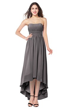 ColsBM Autumn Ridge Grey Simple A-line Sleeveless Zip up Asymmetric Ruching Plus Size Bridesmaid Dresses