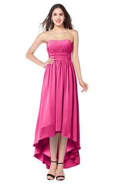 ColsBM Autumn Rose Pink Simple A-line Sleeveless Zip up Asymmetric Ruching Plus Size Bridesmaid Dresses