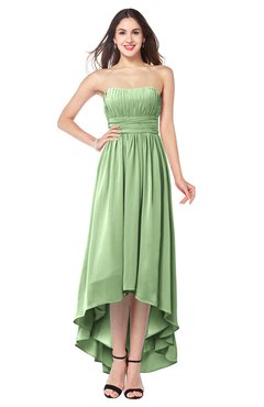 ColsBM Autumn Sage Green Simple A-line Sleeveless Zip up Asymmetric Ruching Plus Size Bridesmaid Dresses