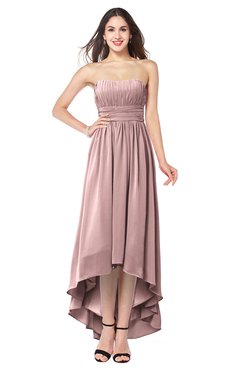 ColsBM Autumn Silver Pink Simple A-line Sleeveless Zip up Asymmetric Ruching Plus Size Bridesmaid Dresses