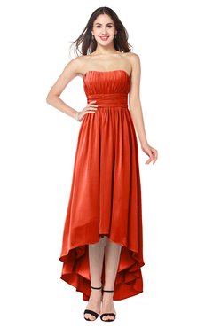 ColsBM Autumn Tangerine Tango Simple A-line Sleeveless Zip up Asymmetric Ruching Plus Size Bridesmaid Dresses