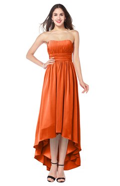 ColsBM Autumn Tangerine Simple A-line Sleeveless Zip up Asymmetric Ruching Plus Size Bridesmaid Dresses