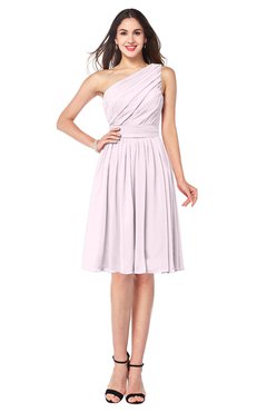 ColsBM Lorelei Blush Elegant Asymmetric Neckline Zipper Chiffon Knee Length Plus Size Bridesmaid Dresses