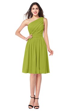 ColsBM Lorelei Green Oasis Elegant Asymmetric Neckline Zipper Chiffon Knee Length Plus Size Bridesmaid Dresses