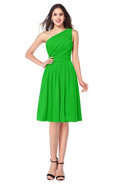 ColsBM Lorelei Jasmine Green Elegant Asymmetric Neckline Zipper Chiffon Knee Length Plus Size Bridesmaid Dresses