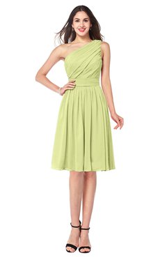 ColsBM Lorelei Lime Sherbet Elegant Asymmetric Neckline Zipper Chiffon Knee Length Plus Size Bridesmaid Dresses
