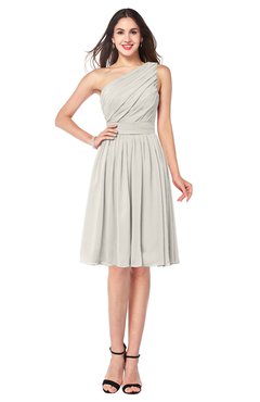 ColsBM Lorelei Off White Elegant Asymmetric Neckline Zipper Chiffon Knee Length Plus Size Bridesmaid Dresses