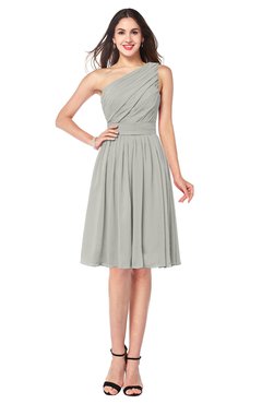 ColsBM Lorelei Platinum Elegant Asymmetric Neckline Zipper Chiffon Knee Length Plus Size Bridesmaid Dresses