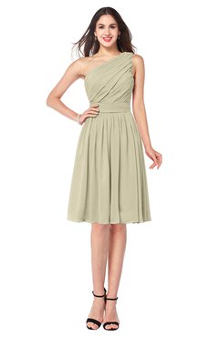 ColsBM Lorelei Putty Elegant Asymmetric Neckline Zipper Chiffon Knee Length Plus Size Bridesmaid Dresses