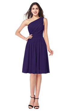 ColsBM Lorelei Royal Purple Elegant Asymmetric Neckline Zipper Chiffon Knee Length Plus Size Bridesmaid Dresses
