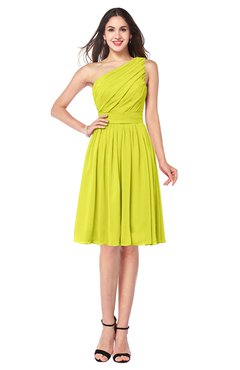 ColsBM Lorelei Sulphur Spring Elegant Asymmetric Neckline Zipper Chiffon Knee Length Plus Size Bridesmaid Dresses