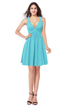 ColsBM Mara Turquoise Sexy A-line V-neck Sleeveless Chiffon Plus Size Bridesmaid Dresses