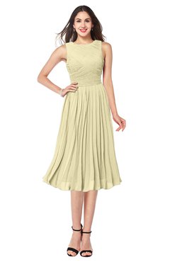 ColsBM Wynter Anise Flower Traditional A-line Jewel Sleeveless Tea Length Pleated Plus Size Bridesmaid Dresses