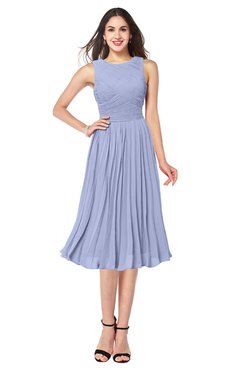ColsBM Wynter Blue Heron Traditional A-line Jewel Sleeveless Tea Length Pleated Plus Size Bridesmaid Dresses