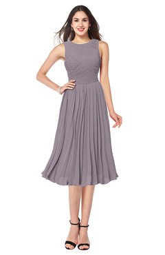 ColsBM Wynter Cameo Traditional A-line Jewel Sleeveless Tea Length Pleated Plus Size Bridesmaid Dresses