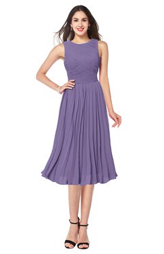 ColsBM Wynter Chalk Violet Traditional A-line Jewel Sleeveless Tea Length Pleated Plus Size Bridesmaid Dresses