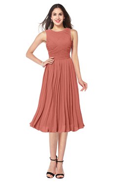 ColsBM Wynter Crabapple Traditional A-line Jewel Sleeveless Tea Length Pleated Plus Size Bridesmaid Dresses