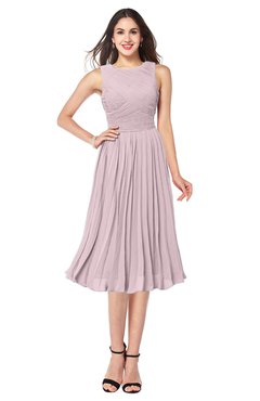 ColsBM Wynter Pale Lilac Traditional A-line Jewel Sleeveless Tea Length Pleated Plus Size Bridesmaid Dresses