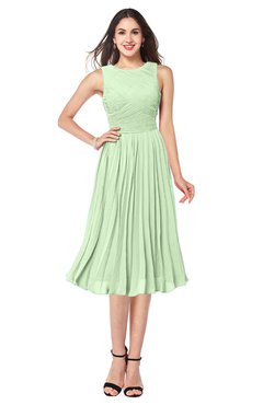 ColsBM Wynter Seacrest Traditional A-line Jewel Sleeveless Tea Length Pleated Plus Size Bridesmaid Dresses