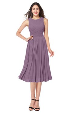 ColsBM Wynter Valerian Traditional A-line Jewel Sleeveless Tea Length Pleated Plus Size Bridesmaid Dresses