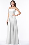 ColsBM Janelle White Modern Zip up Chiffon Floor Length Pleated Plus Size Bridesmaid Dresses