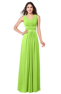 ColsBM Kelly Bright Green Glamorous A-line Zip up Chiffon Sash Plus Size Bridesmaid Dresses