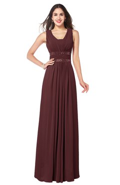 ColsBM Kelly Burgundy Glamorous A-line Zip up Chiffon Sash Plus Size Bridesmaid Dresses
