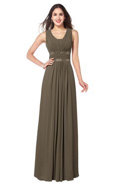 ColsBM Kelly Carafe Brown Glamorous A-line Zip up Chiffon Sash Plus Size Bridesmaid Dresses