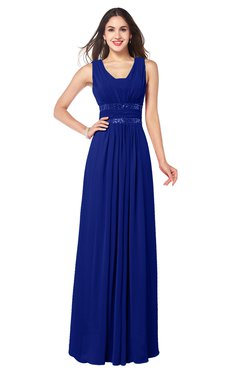 ColsBM Kelly Electric Blue Glamorous A-line Zip up Chiffon Sash Plus Size Bridesmaid Dresses