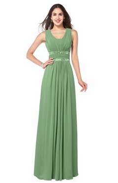 ColsBM Kelly Fair Green Glamorous A-line Zip up Chiffon Sash Plus Size Bridesmaid Dresses