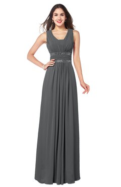 ColsBM Kelly Grey Glamorous A-line Zip up Chiffon Sash Plus Size Bridesmaid Dresses