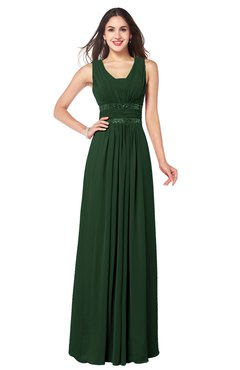 ColsBM Kelly Hunter Green Glamorous A-line Zip up Chiffon Sash Plus Size Bridesmaid Dresses