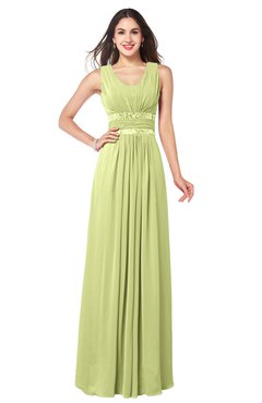 ColsBM Kelly Lime Sherbet Glamorous A-line Zip up Chiffon Sash Plus Size Bridesmaid Dresses
