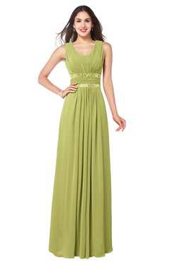 ColsBM Kelly Linden Green Glamorous A-line Zip up Chiffon Sash Plus Size Bridesmaid Dresses