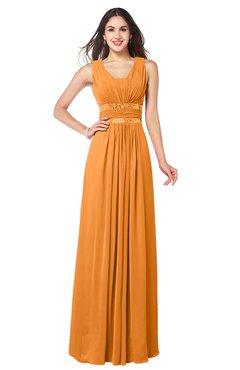 ColsBM Kelly Orange Glamorous A-line Zip up Chiffon Sash Plus Size Bridesmaid Dresses